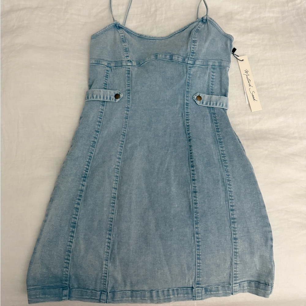 NWT Mustard Seed Sky Blue Denim Mini Dress